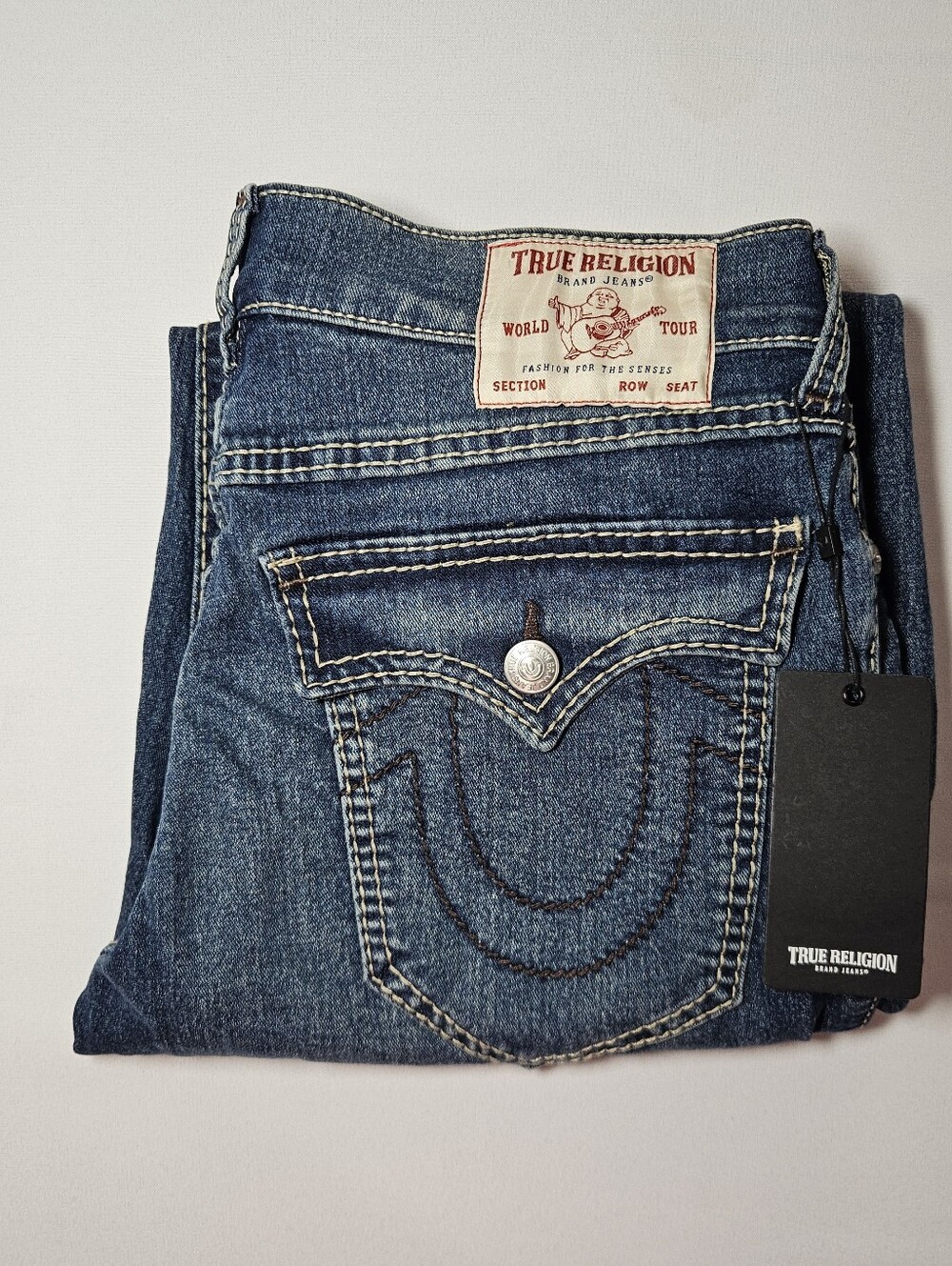 True Religion GENO BIG T Flap Pockets Relaxed Slim Jeans W32 L32 NWT